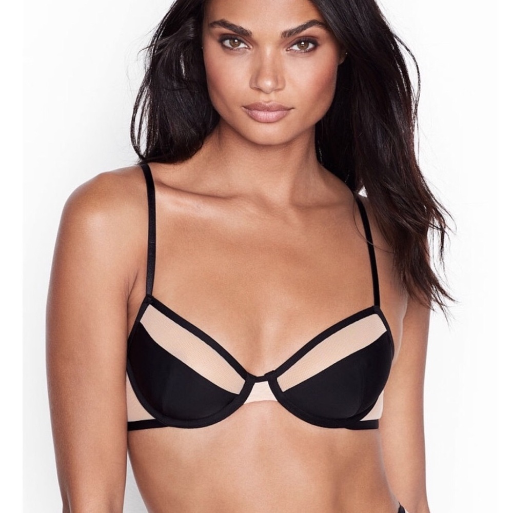 Victoria’s Secret | Black & Nude Unlined Mesh Demi Bra